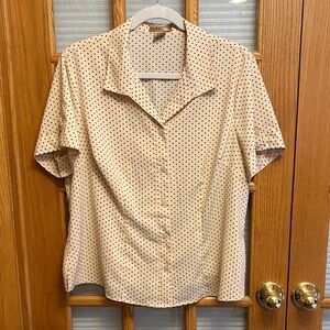 Notations Beige Polka Dot Button Down Shirt